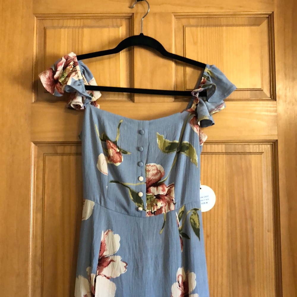 Light blue floral romper maxi NWT